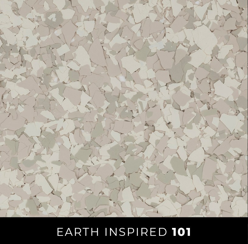 Epoxy color sample Earth Inspired 101 - white gray sage flake flooring Myrtle Beach SC