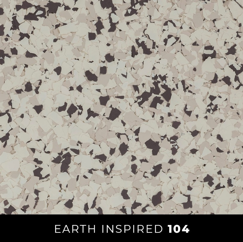 Epoxy floor color 104 white gray charcoal flake