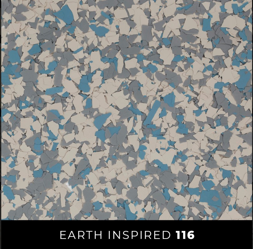 Epoxy 116 white gray sky blue flake flooring Myrtle Beach