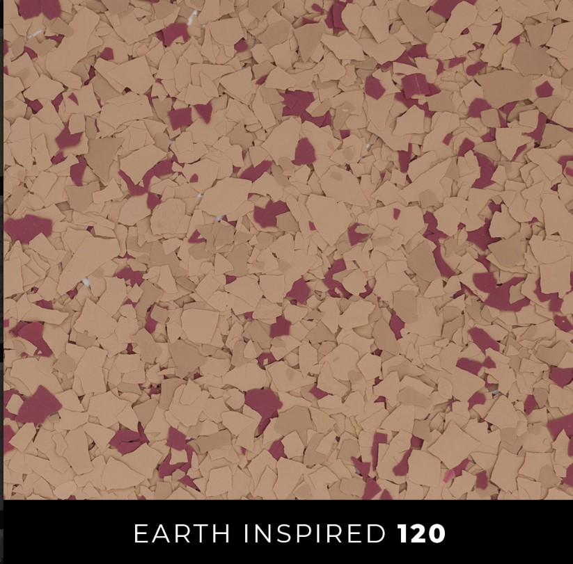 Epoxy 120 tan sand rose mauve flake floor