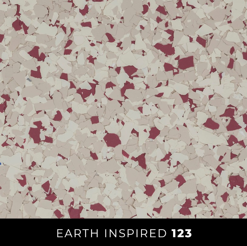 Epoxy 123 cream mauve burgundy wine flake floor