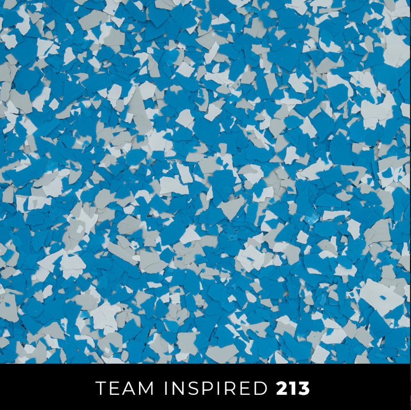 Epoxy 213 sky blue gray white flake floor
