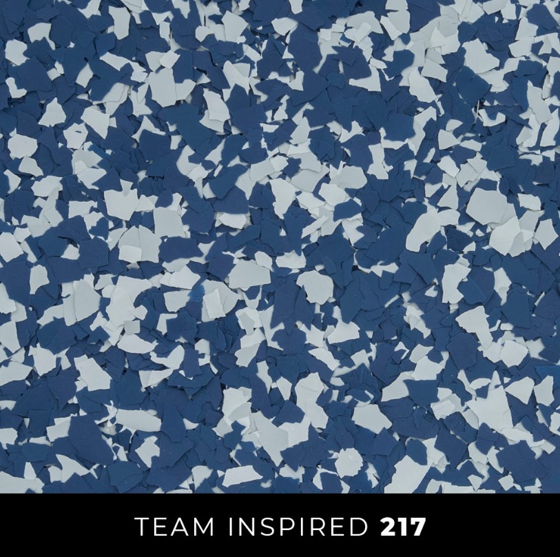 Epoxy 217 navy blue white flake flooring