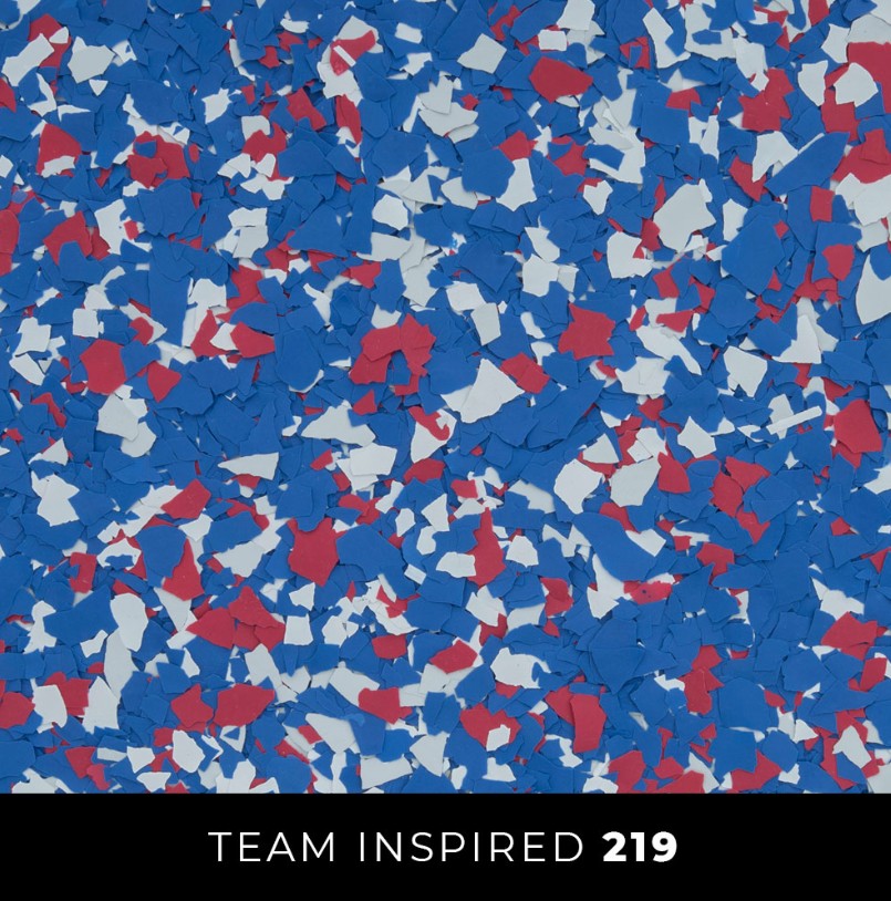 Epoxy 219 royal blue red white flake floor