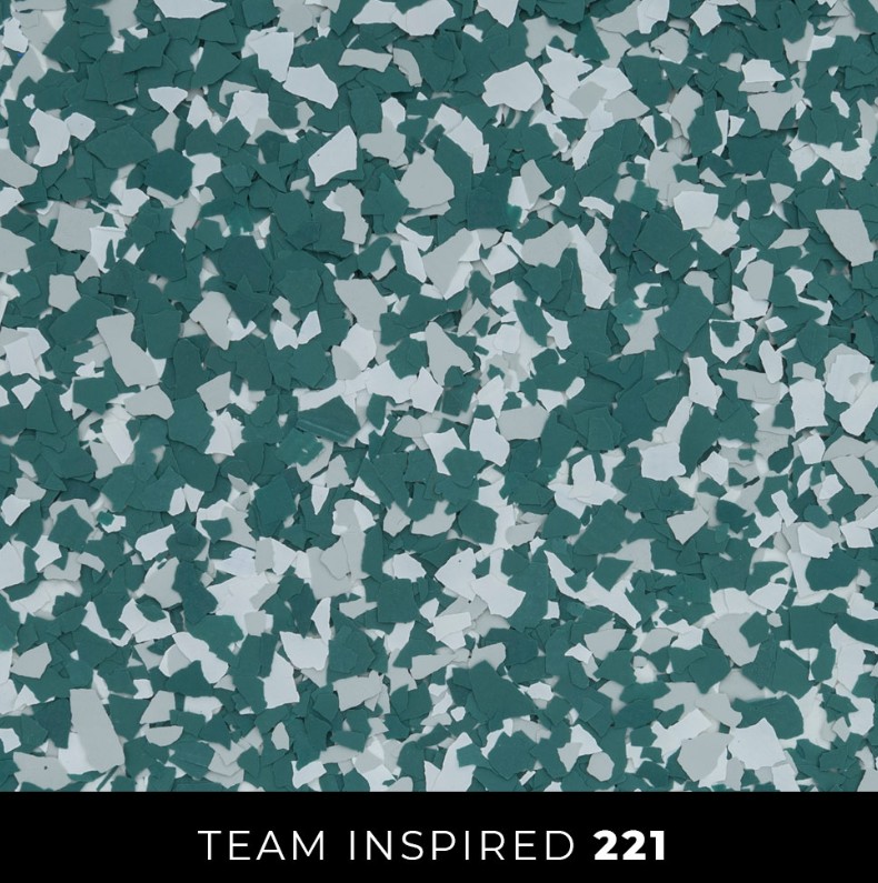 Epoxy 221 teal dark cyan white flake floor