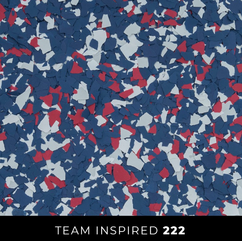 Epoxy 222 navy red white flake floor coating