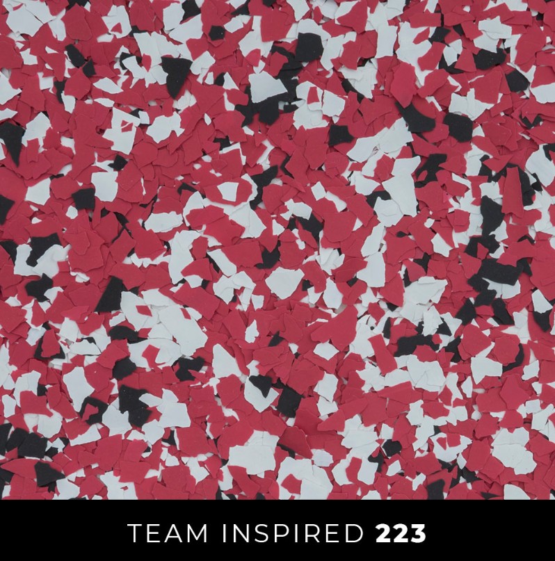 Epoxy 223 red black white flake flooring