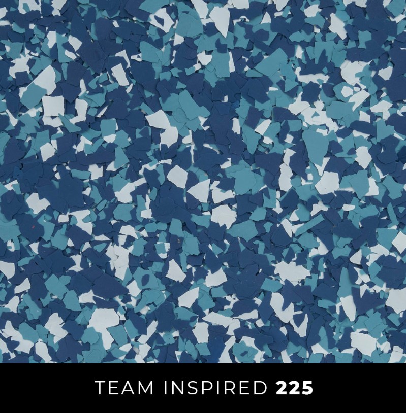 Epoxy 225 navy teal white flake floor