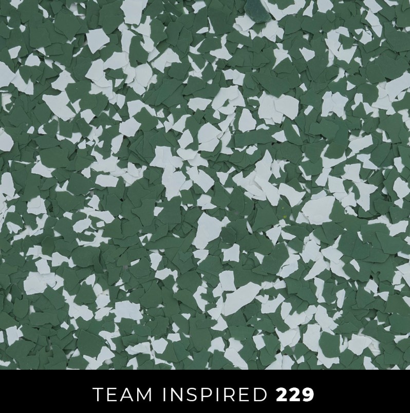 Epoxy 229 forest green white flake floor coating