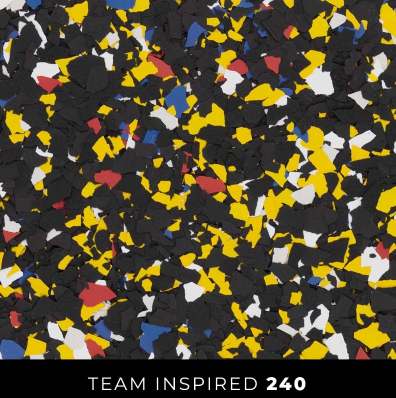 Epoxy 240 black yellow red blue white multi flake