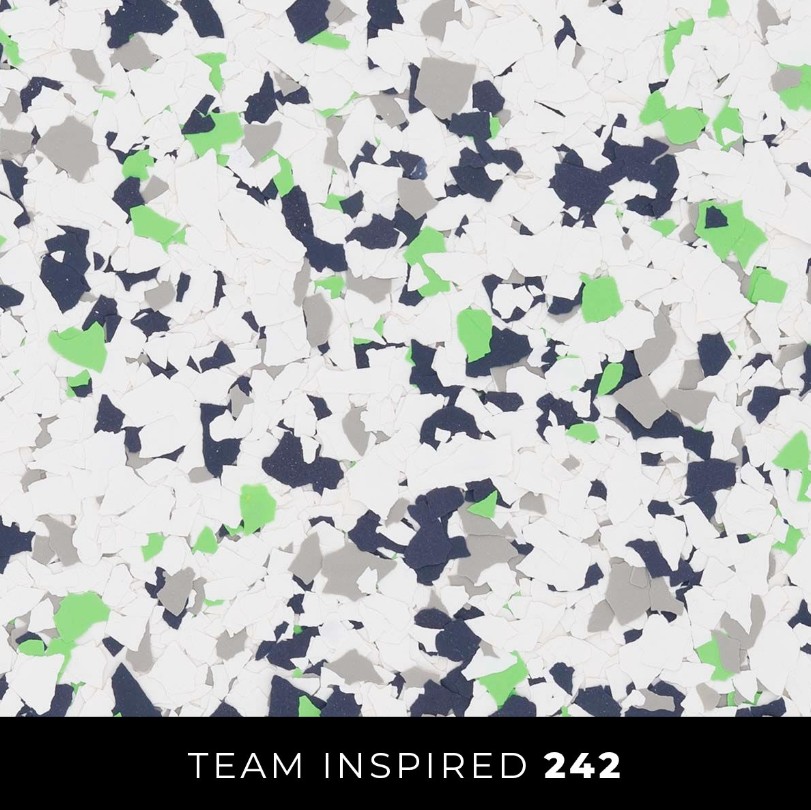 Epoxy 242 white navy lime green gray flake floor