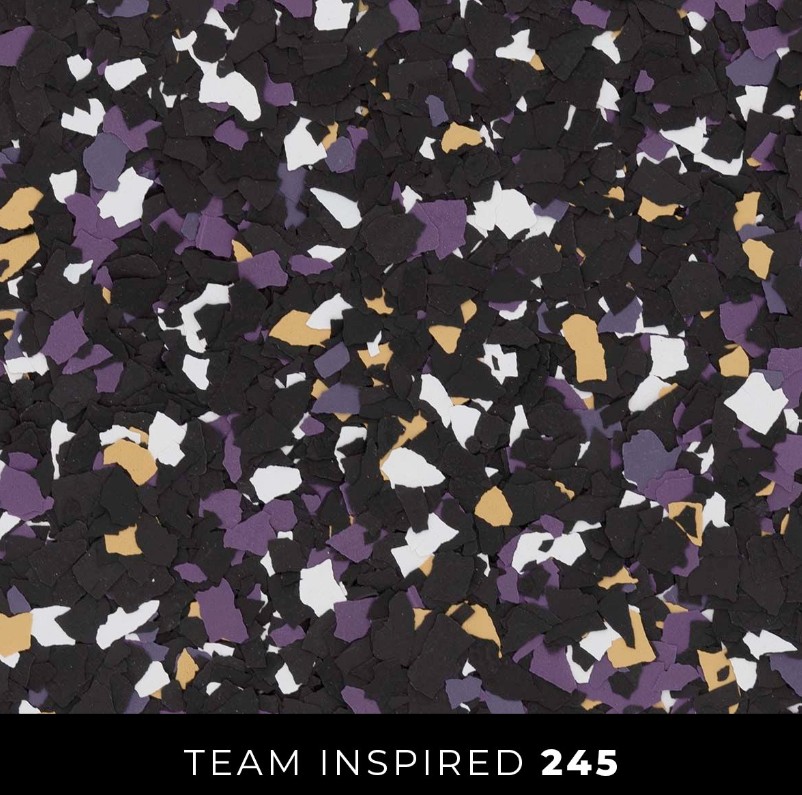 Epoxy 245 black purple gold white flake flooring
