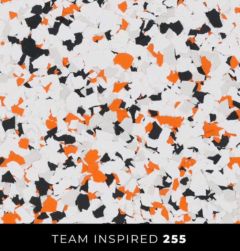 Epoxy 255 white black orange flake floor Myrtle Beach