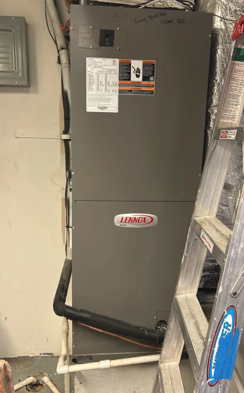 Indoor air handler during Bakerss service work