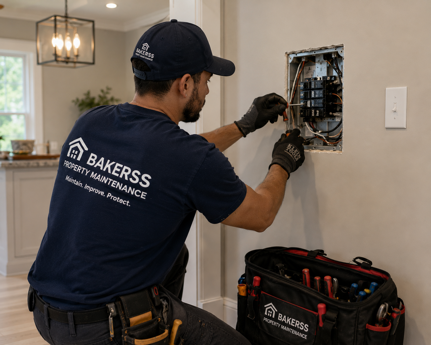 Bakerss employee working on electrical panel — Myrtle Beach SC